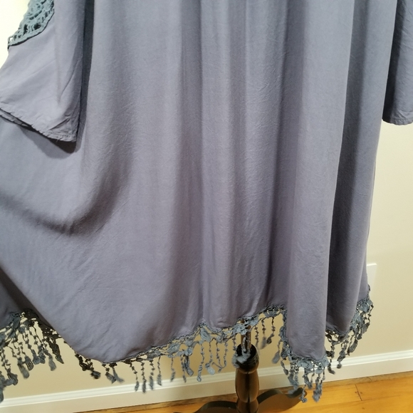 Strappy Midi Boho  Dress with Shoulders Down, Very Light Dark Blue Color, SIZE L - Picture 7 of 17